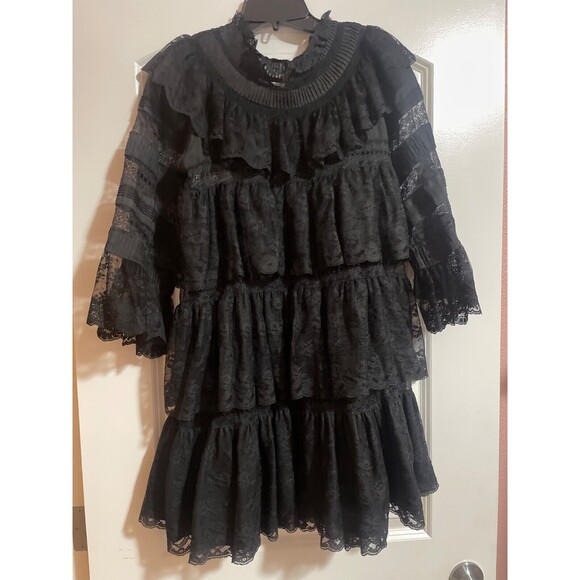 Doen Oralie Lace Tiered Dress size S NWT A-Line Black Witchy Whimsigoth - Picture 7 of 15